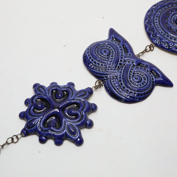 Vintage Scandinavian Ceramic Wall Hanging Art Danish Nordic Art Pottery MCM Blue - Picture 6 of 13